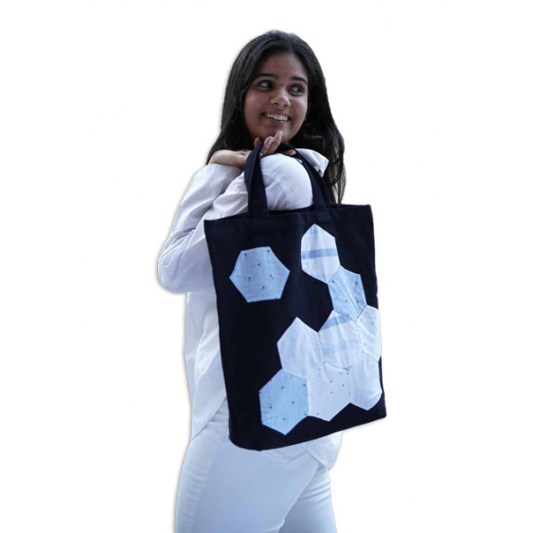 Denim Tote bag - fabric patchwork