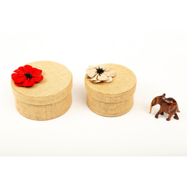 Jute Round Box - Set of 2