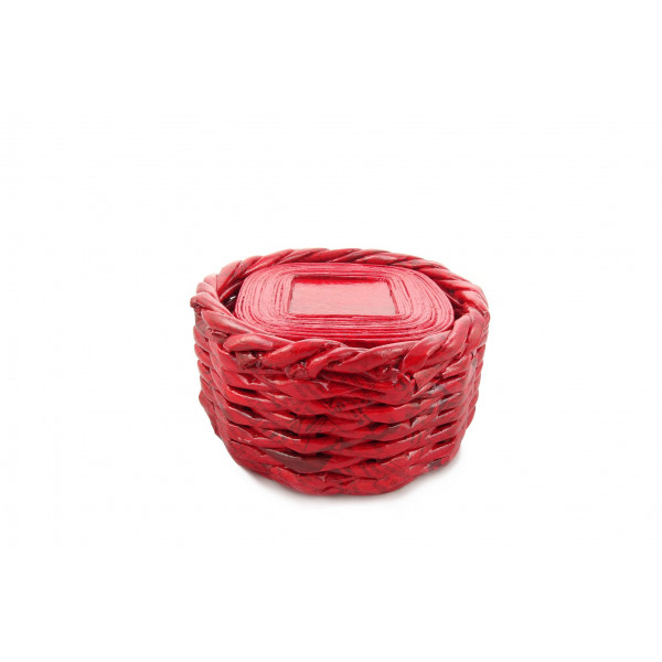 Customized Tea Coaster Set (Board) with Round Case (Red)