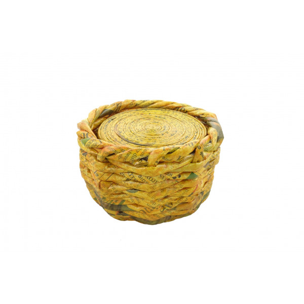Biodegradable Tea Coaster Set - Rolled (Yellow)