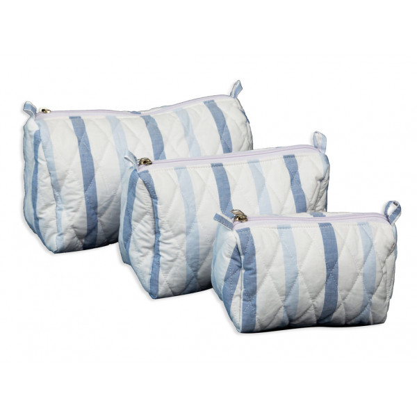 Toiletry Kit set - White with blue strips