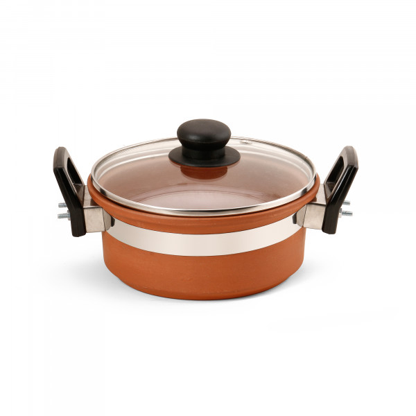 Terracotta Cooking bowl with Glass Lid 