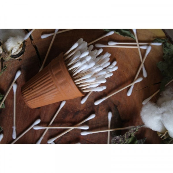 Bamboo Earbuds with 80 bamboo sticks & 160 cotton swabs, Pack of 3 - Soft & Gentle Earbuds