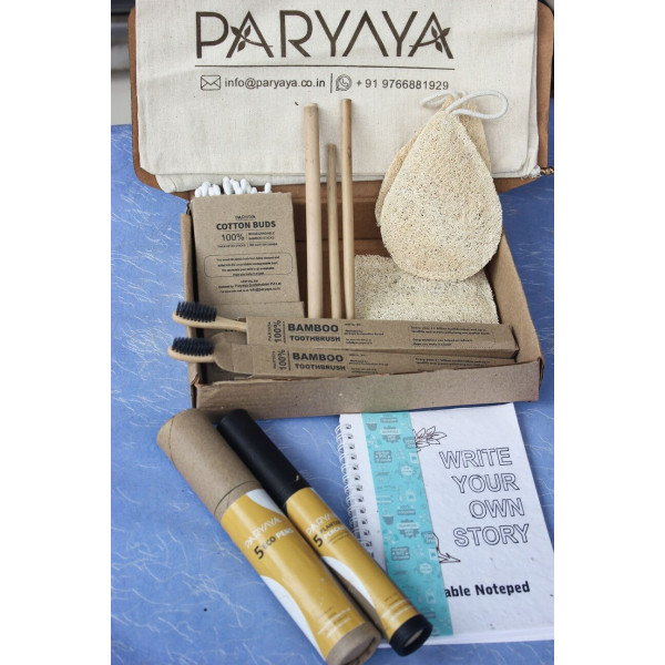 Paryaya Combo 5 = 2Toothbrush+2Earbuds+Loofah+Straws+Pencils+Pens+Notepad