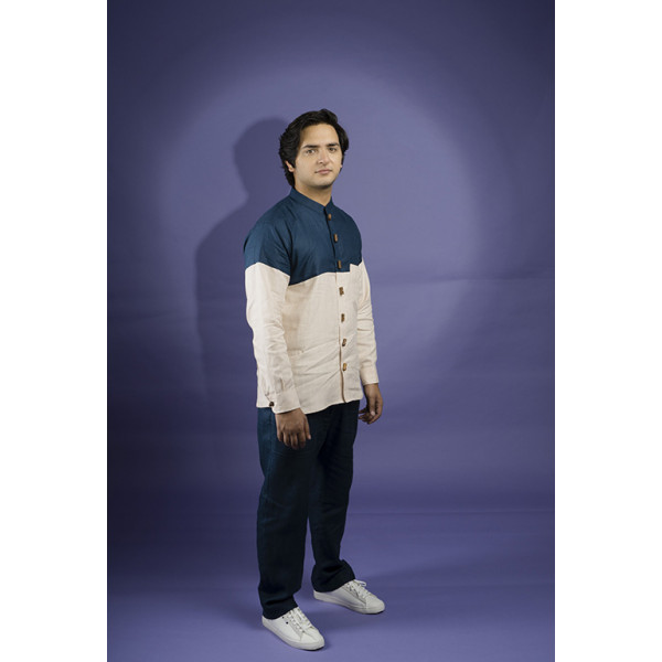 TRAVELLIN' BLUES DUAL COLOUR HEMP SHIRT 