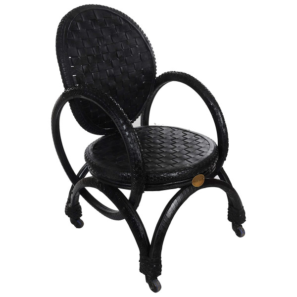 De'Dzines Handcrafted Eco-Friendly Arm Chair Wheels of Height 63 x 63 x 95 cm for Living Room / Garden / Patio / Terrace / Pool Side / Indoor / Outdoor