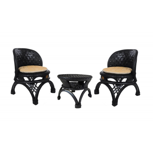 De'Dzines Handcrafted Eco-Friendly Cottage Chair & Low Coffee Table Furniture Set for Living Room / Garden / Patio / Terrace / Bar / Pool Side (Set of 2+1) Indoor / Outdoor 