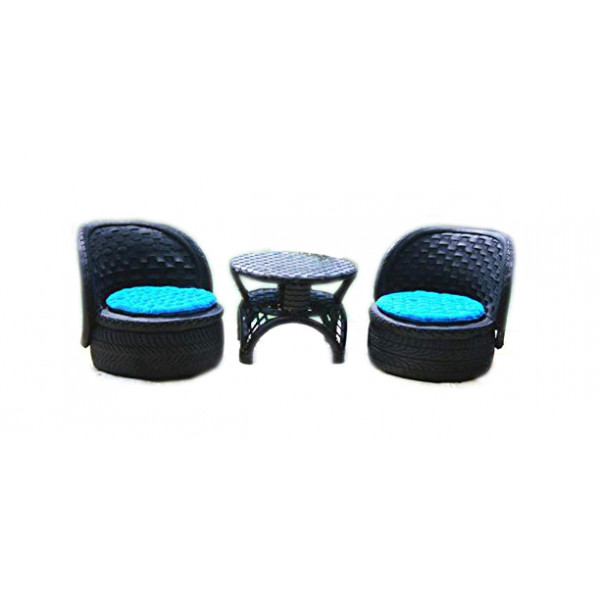 De'Dzines Handcrafted Eco-Friendly Comfort Pool Chair & Low Coffee Table Furniture Set for Living Room / Garden / Patio / Terrace / Bar / Pool Side (Set of 2+1) Indoor / Outdoor