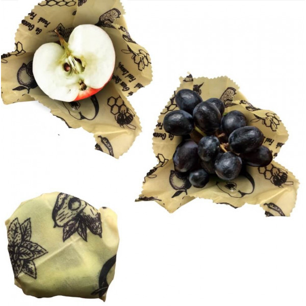 Reusable beeswax food wraps - CUBE PACK (3 PC -Medium) - Ivory White