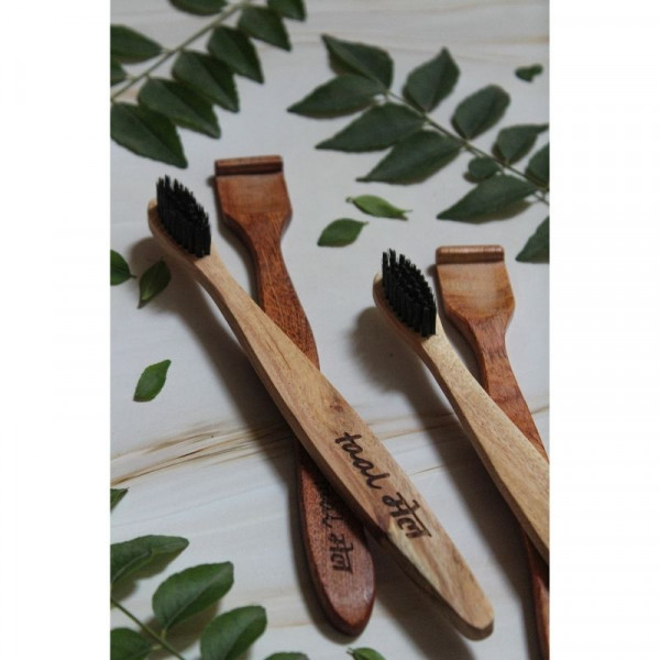 Neemwood Toothbrush & Neemwood Tongue Cleaner (Pack of 2 each)