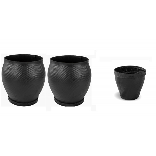 De'Dzines Unbreakable Barrel Large Rubber Planters of Height 16 inches (Set of 2+1) Indoor / Outdoor