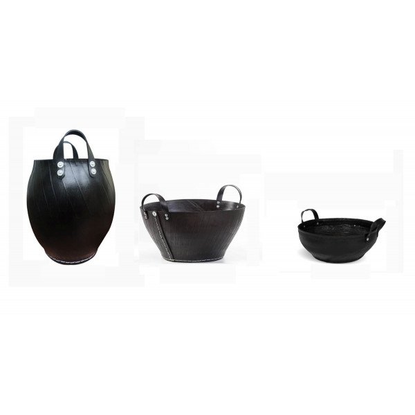 De'Dzines Unbreakable Large Barrel Planters of Height 17 inches, Flower Rubber Planters of Height 9 inches and Kadhai Rubber Planters of Height 7 inches with Rubber Handle (Set of 1+1+1) indoor / outdoor