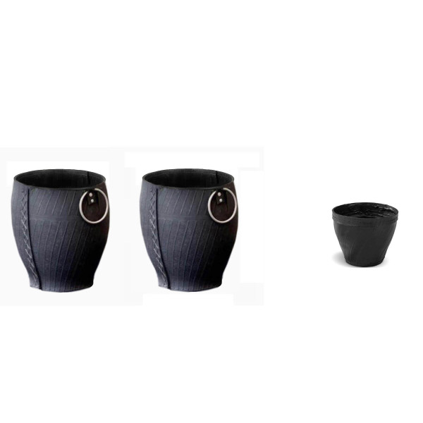 De'Dzines Unbreakable Barrel Large Rubber Planters of Height 17 inches with Steel Handle (Set of 2+1) Indoor / Outdoor