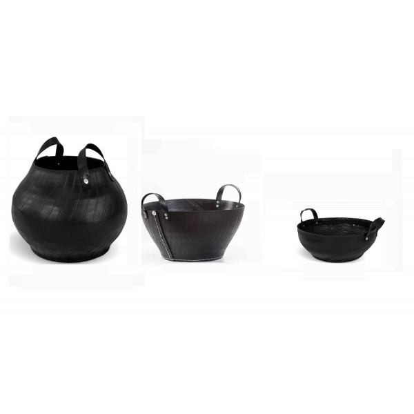 De'Dzines Unbreakable Matka Rubber Planters of Height 16 inches, Flower Rubber Planters of Height 9 inches and Kadhai Rubber Planters of Height 7 inches with Rubber Handle (Set of 1+1+1) indoor / outdoor