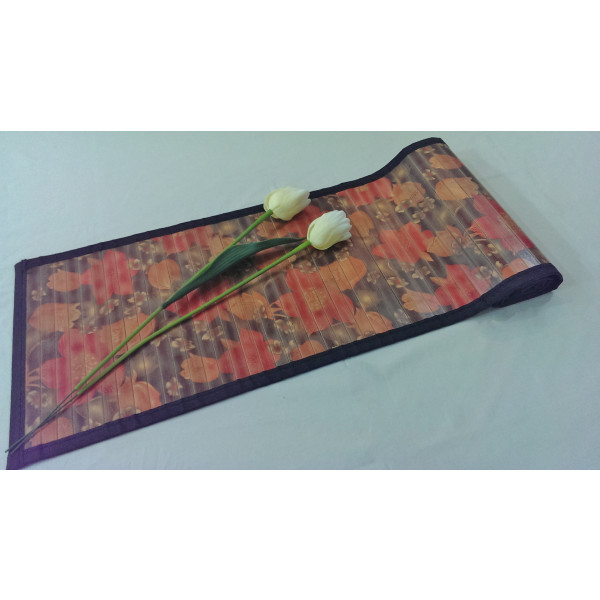 Bamboo Table Runner Red Flowers Digital Print (30 x 135 cms) 