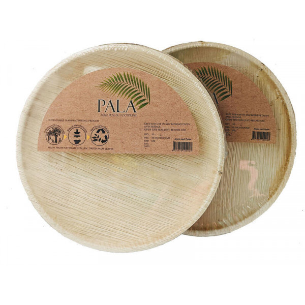  Pala Disposable Areca Leaf Plates - 100% Compostable -10 Inches (Pack of 20)
