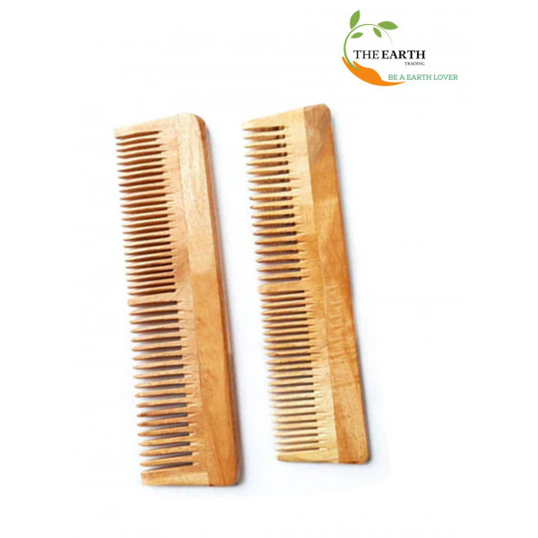 The Earth Trading Pure Kacchi Neem Wood Comb Pack Combo -01 (Pack of 2)
