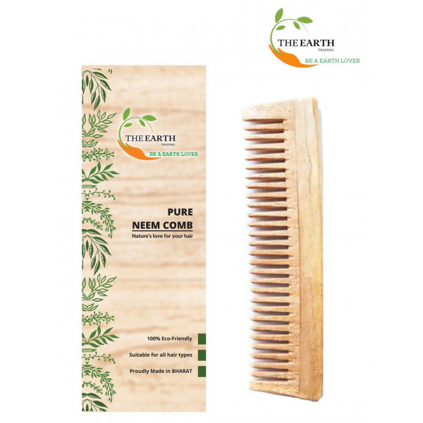 The Earth Trading Pure Kacchi Neem Wood Detangle Comb Full Length
