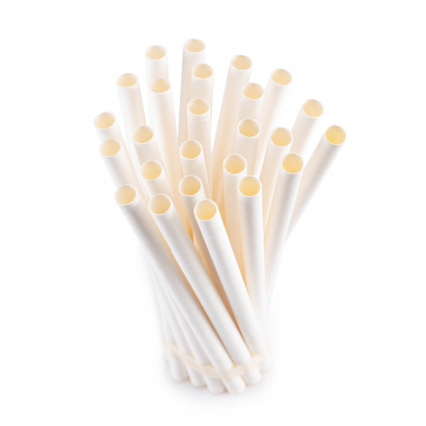 8mm Paper Straws white - Pack of 50