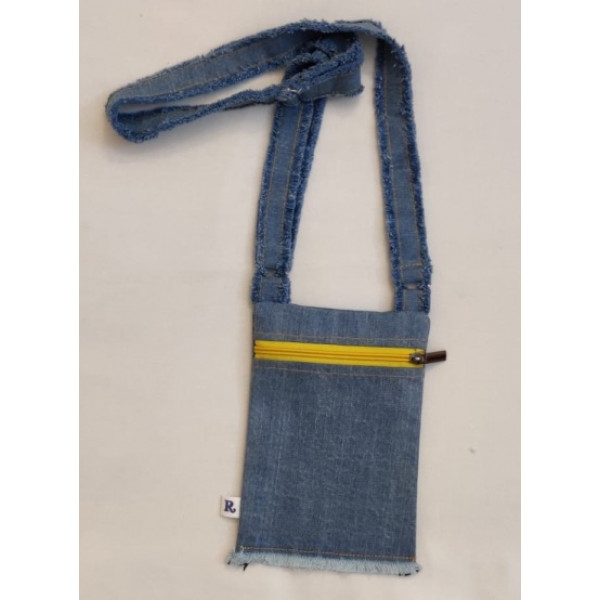 Contrast Front Zip Detail women's Denim Cross-Body bag/sling bag-Yellow