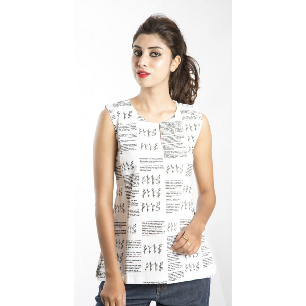 Sleeve Less Kurti  with all over Organic print