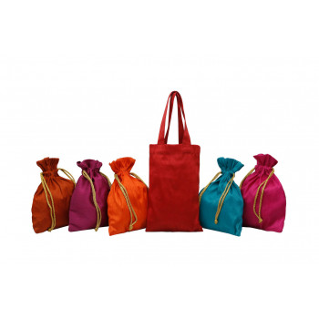 Handcrafted Colorful Potlis  SET OF 5+ Gift Tote 01