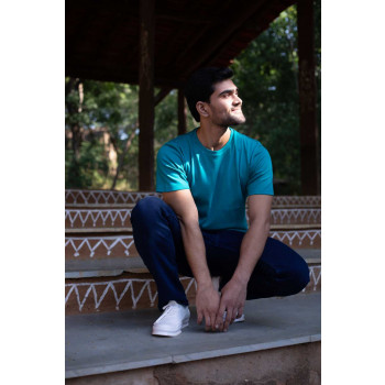 ORGANIC COTTON ROUNDNECK MENS T-SHIRT - DEEP LAKE