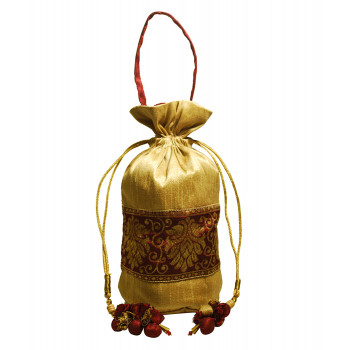 Traditional Potli (Maroon & Gold)