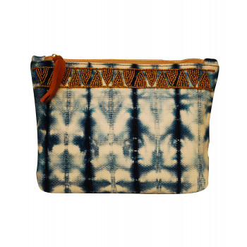 Handcrafted Shibori Clutch (Indigo Blue)