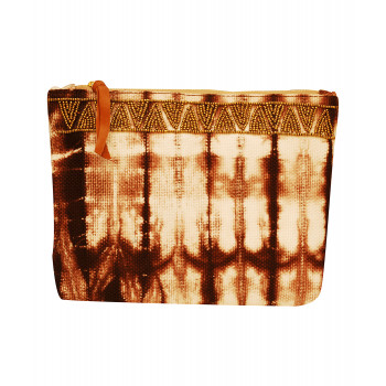 Handcrafted Shibori Clutch (Earthy Brown)