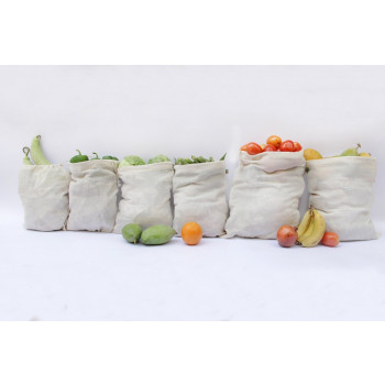 Clean Planet Eco Veggie Reusable Cotton Bags for Fridge (Set of 12) Eco-Friendly, Non-Toxic, Multipurpose