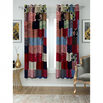  Luxury fab patch collection - Multicolor 9ft  window/door  curtains (274 cms x 121 cms)