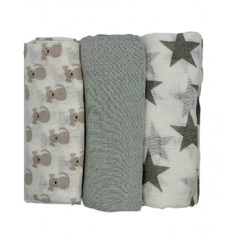 Grey Organic Muslin flats(Set of 3)