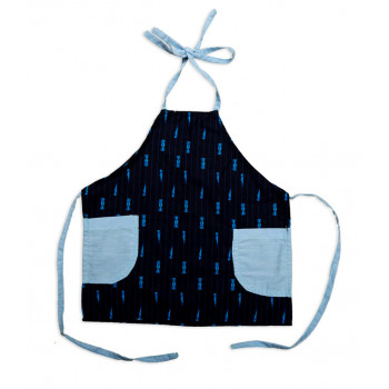  Kids Apron-Black with blue pockets