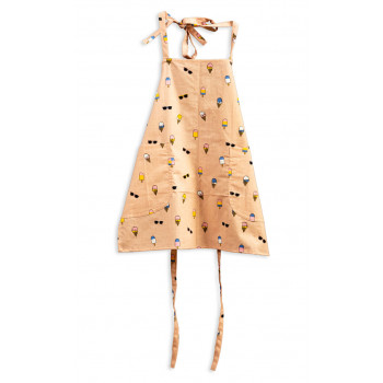 Kids Apron - Light brown with ice cream and Sunglasses print