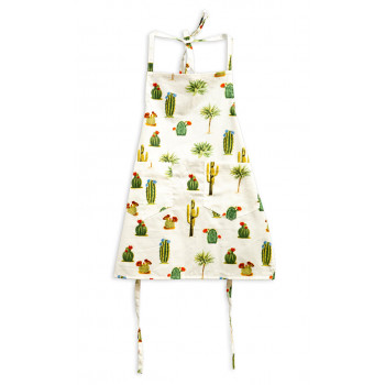 Kids Apron - White with cactus print all over