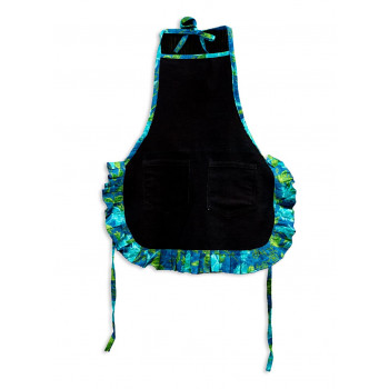 Kids Apron-Black with blue frill