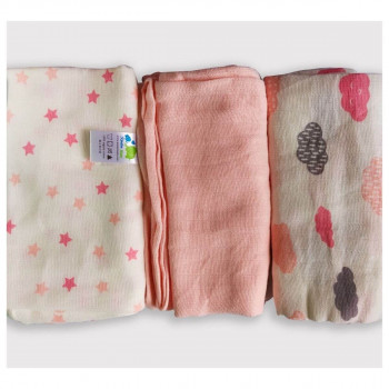 Kinder Pink muslin Flats/squares (set of 3)