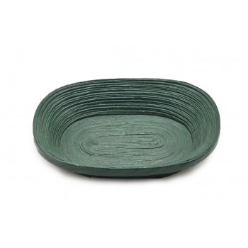 Recycled Rolled Rectangle Bowl cum Serving Tray 19 (Peacock Blue)