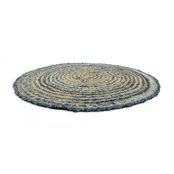 Round Jute Rug with Strips