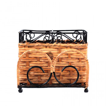 Natural Cane Multipurpose Stand with Visiting Card / Tissue Holder (Height 5")
