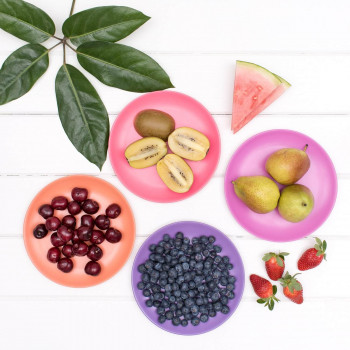 Set of 4 bamboo adult-sized plates; Eco-friendly & Non-toxic - Sunset