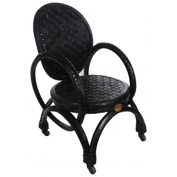 De'Dzines Handcrafted Eco-Friendly Arm Chair Wheels of Height 63 x 63 x 95 cm for Living Room / Garden / Patio / Terrace / Pool Side / Indoor / Outdoor