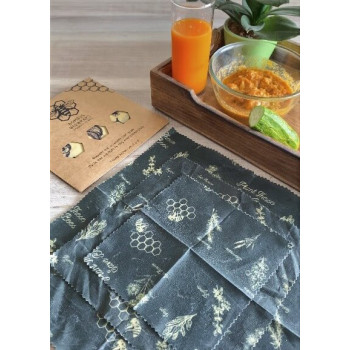 Reusable beeswax food wraps - Full Kitchen variant (3pc-S,M,L) - Forest Green