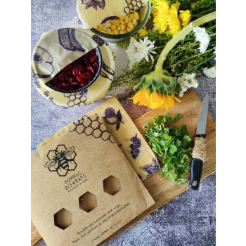 Reusable beeswax food wraps - Full Kitchen variant (3pc-S,M,L) - Ivory White