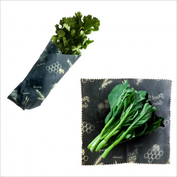 Reusable beeswax food wraps - Large leafy pack (2pc -L) - Forest Green