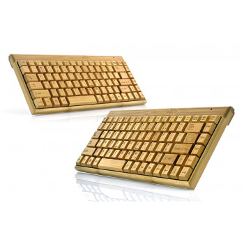 Mini Wireless Bamboo Keyboard with 2.4GHz USB
