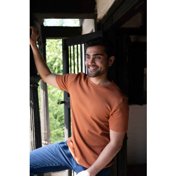 ORGANIC COTTON ROUNDNECK MENS T-SHIRT - MOCHA BISQUE