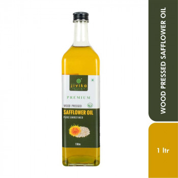 Jivika Cold Pressed Safflower Oil 1ltr Glass Bottle