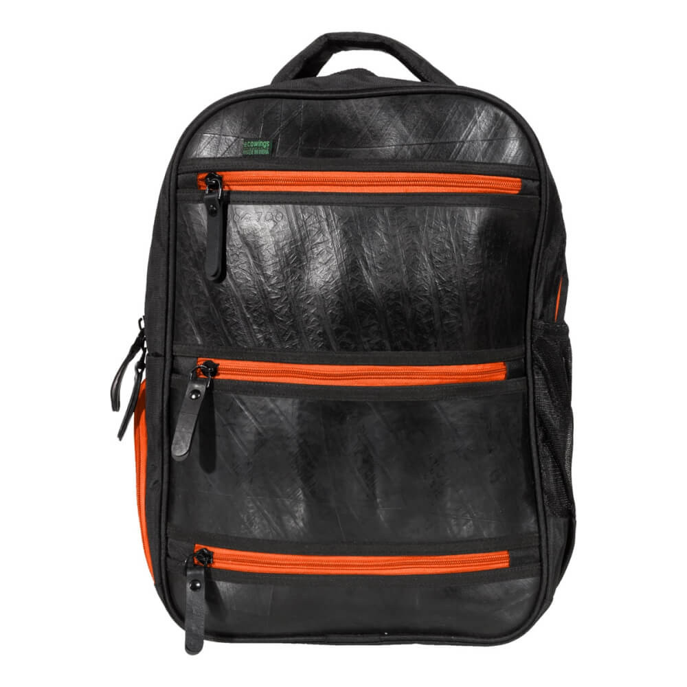 Recycled tire tube Backpack Black Tiger Orange Backpacks